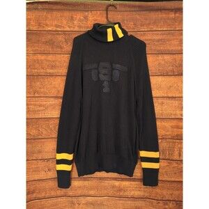 Sean John Men's Navy XL Turtleneck Sweater Varsity Rugby Football Collegiate